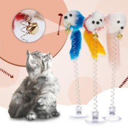 Pet Supply Bottom Sucker Elastic Feather False Mouse Cat Teaser Cute Cat Toys