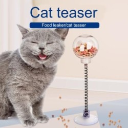 Katzen-Teaser-Spielzeug, IQ-Training, Futterball, Anti-Choke-Leckage, verstellbar, pädagogisch, elastisch, Federübung, Hausti