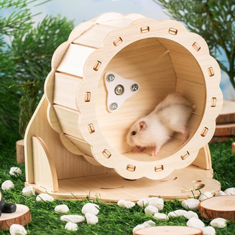 Laufband für Hamster, Holzlaufrad, Übungskäfig, Zubehör, leises Spielzeug