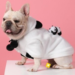 Dog Hoodie Cute Panda Decor Comfortable Flannel Puppy Two-legged Clothes Coat for Pet Clothes