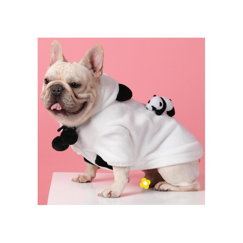 Dog Hoodie Cute Panda Decor Comfortable Flannel Puppy Two-legged Clothes Coat for Pet Clothes