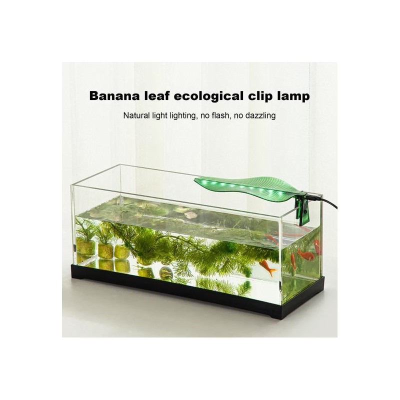 Aquariumlicht, LED-Anstecklampe für Aquarien, USB-betriebene Bananenblatt-Algenlampe, energiesparende, wasserdichte Fischbele