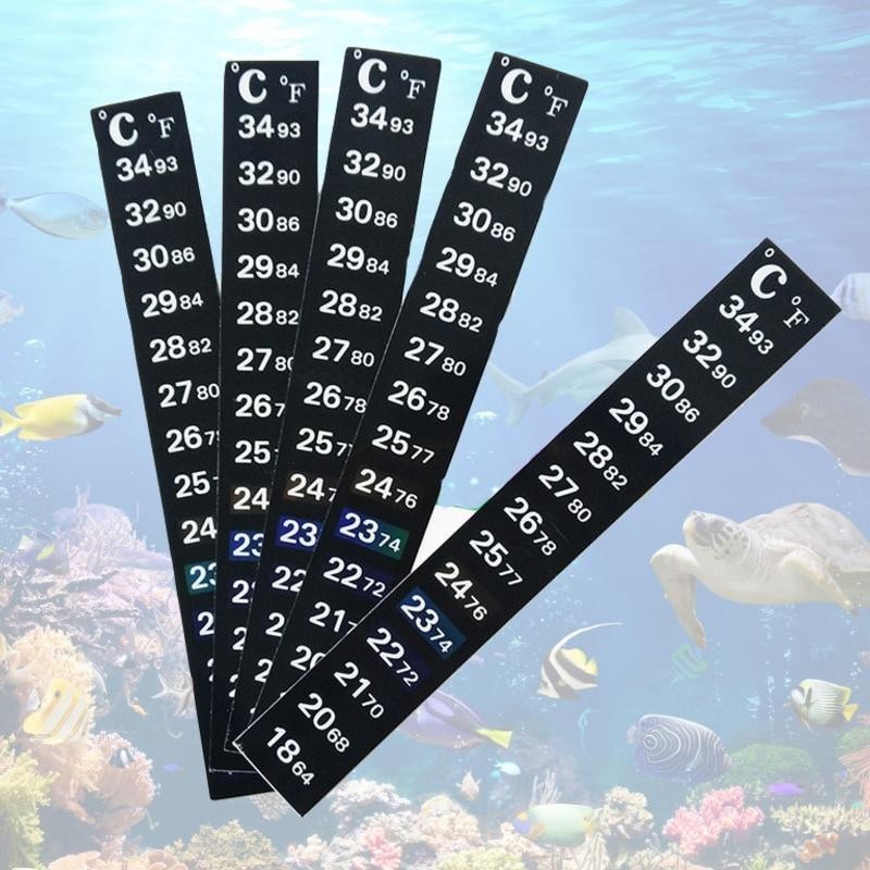 5 Stück/10 Stück Aquarium-Streifen zum Aufkleben, Verfärben, Thermometer-Aufkleber, selbstklebend, Dual-Skala-Aufkleber, Temp