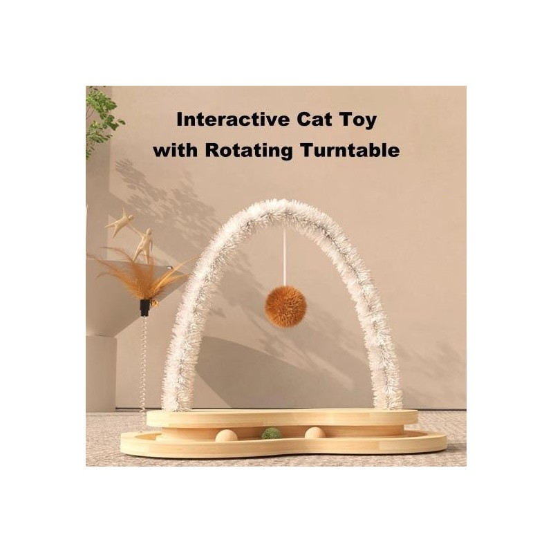 Arch Cat Scratcher Cat Hair Rubbing Toy with Plush Ball Cat Grooming Brush Pet Massager Scratcher Tool for Indoor Cats