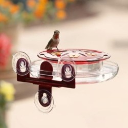 Hummingbird Feeder Clear Window Bird Feeder with Strong Suction Cups Ant Bee Protection Leak-Proof