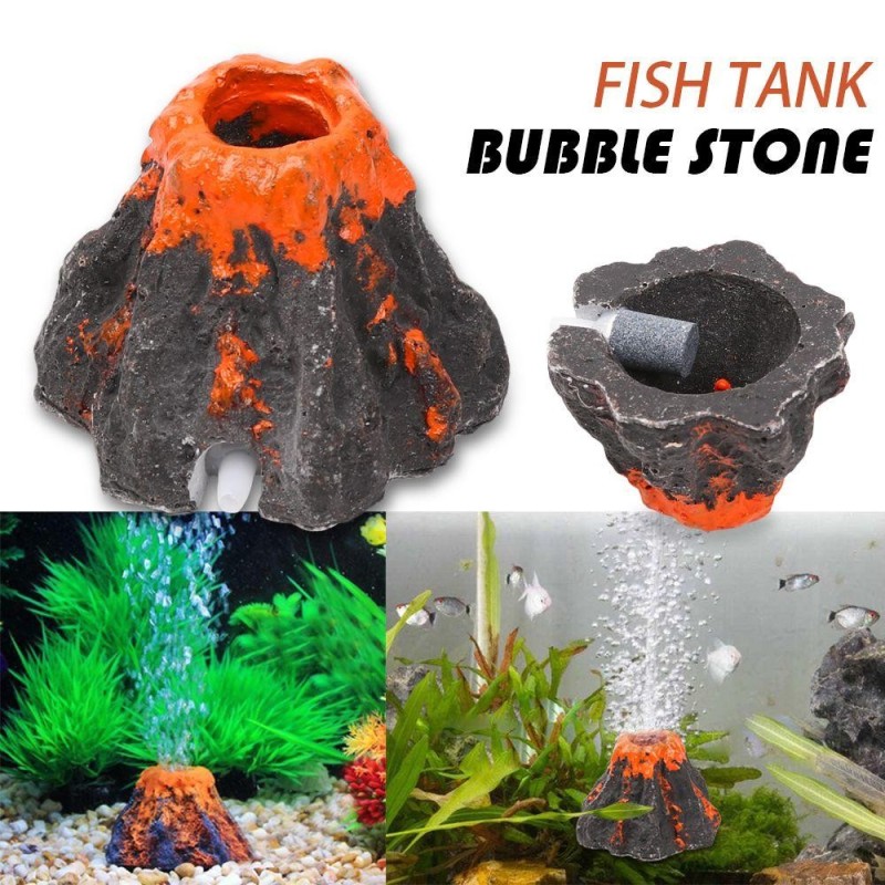 Waschbar Fisch Tank Aquarium Luftblase Stein Ornament Dekorationen Sauerstoff Pumpe Vulkan Form