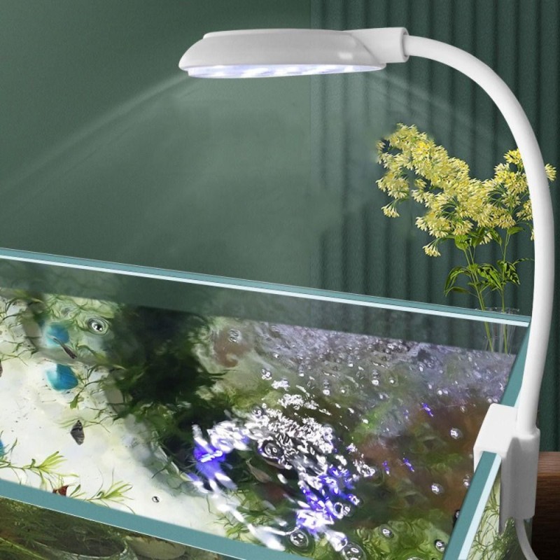 Kunststoff-LED-Aquariumlicht, 360 ° drehbar, Wasserpflanzenbeleuchtung, wasserdichte Clip-on-Lampe für Aquarium