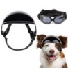 Haustier-Hundehelm-Brillen-Set, UV-Schutz, Sonnenbrille, Motorrad-Sicherheitshut mit verstellbarem Gürtel