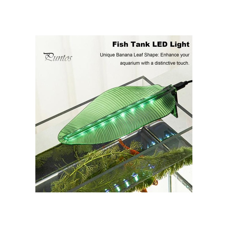 Aquariumlicht, LED-Anstecklampe für Aquarien, USB-betriebene Bananenblatt-Algenlampe, energiesparende, wasserdichte Fischbele