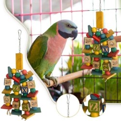 Parrot Toys Colorful Alphabet Wooden  Chewing And Molaring Educational Bird Toys And Supplies