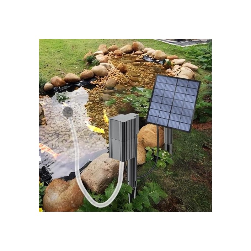 Solar-Teich-Sauerstoffgenerator, Aquarium-Sauerstoffbelüfter, 2,5 W, Solar-Luftsauerstoffpumpe, Angelbelüfter mit Rohr, Luftb