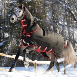 Horseware Rambo Supreme mit Vari-Layer Heavy 450g incl. abnehmbarem Halsteil / black with red