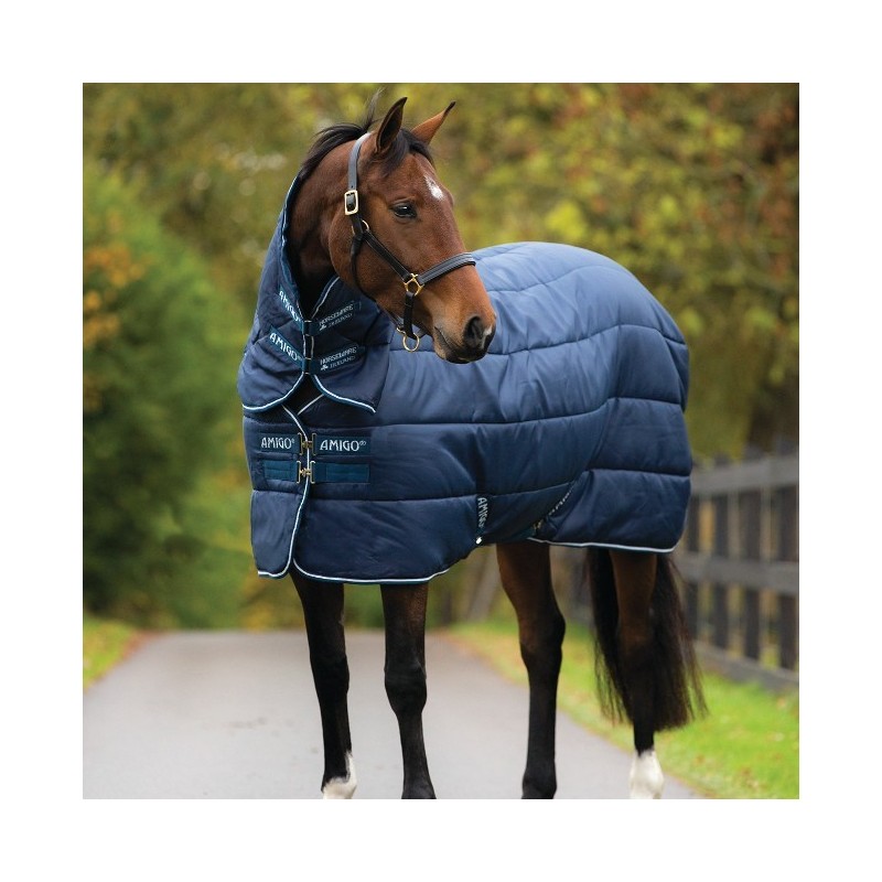 Horseware Amigo Insulator heavy with Hood 350g - navy/white - Stalldecke