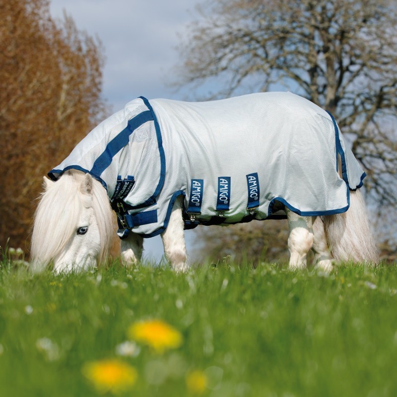 Horseware Amigo Petite Bug Rug  - silver/navy