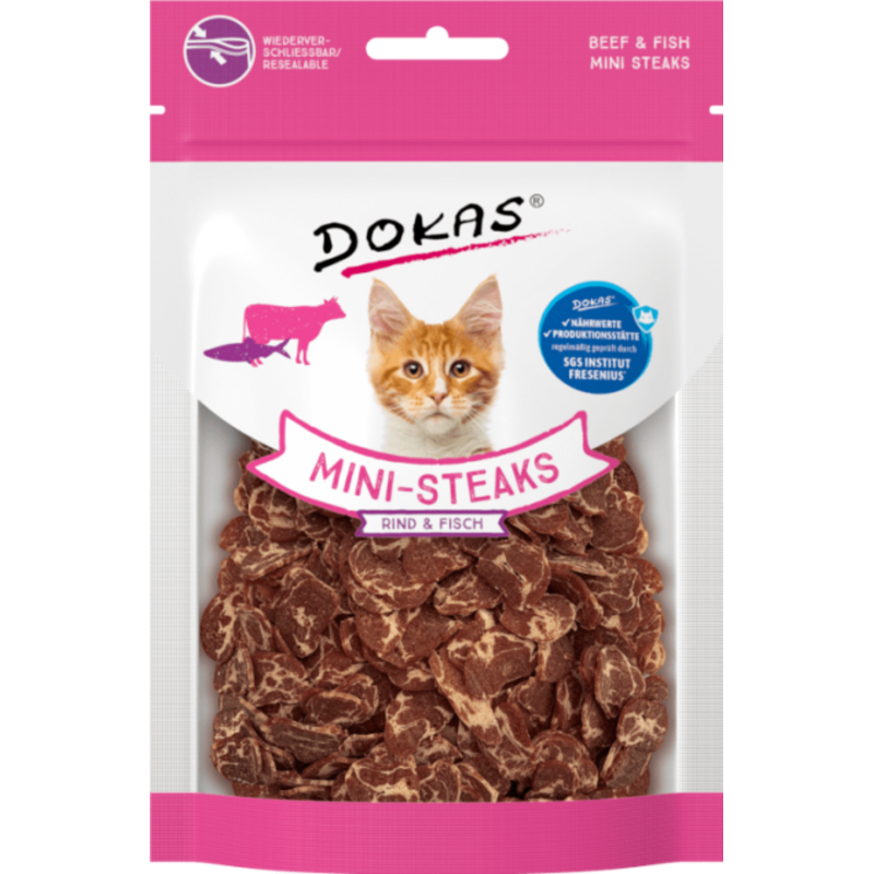 Dokas Cat Mini-Steaks Rind und Fisch - 25 g