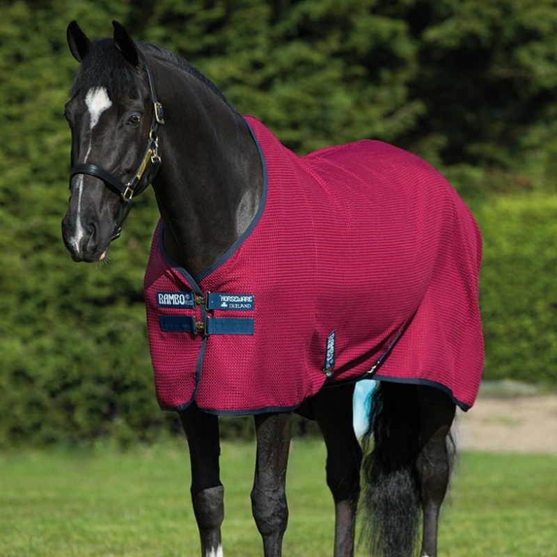 Horseware Rambo Techni Waffle Cooler - Burgundy/Black