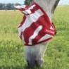 HorSeven Buzz-Off Fly Mask - Zebra-Look - Red/White - Fliegenmaske