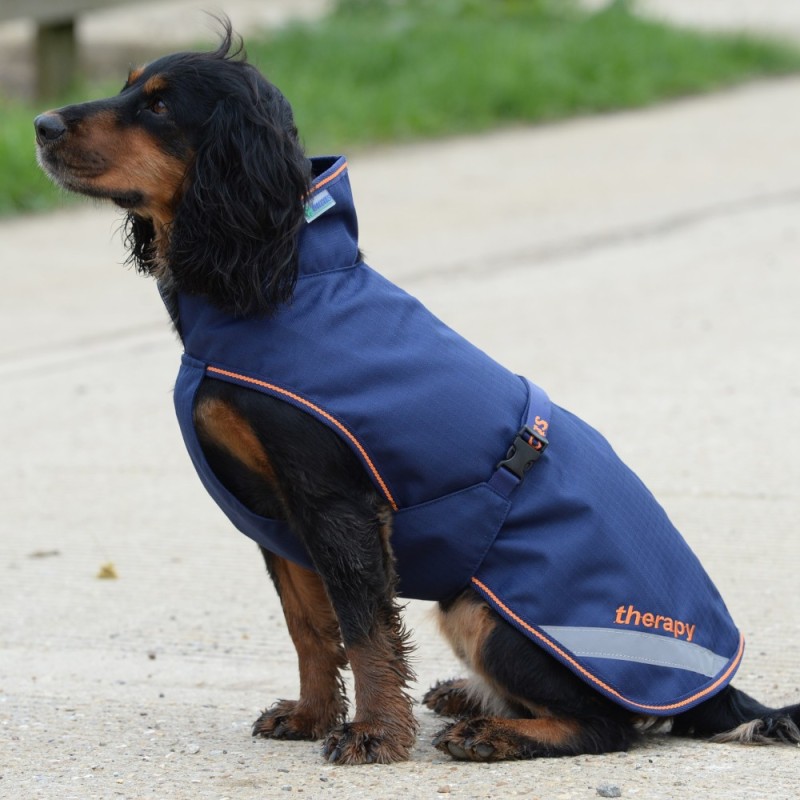 Bucas Therapy Dog Rug - Navy/Orange 0g - Hundedecke