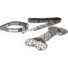 Design x Travel Set aus Halsband, Leine & Spielzeugknochen "Black & White" - M