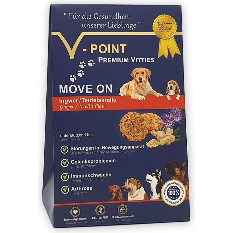 V-POINT MOVE ON - Ingwer/Teufelskralle - Premium Vitties Hunde - 250 g