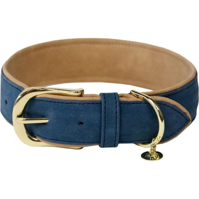 Kentucky Dogwear Hundehalsband aus Lederimitat navy/beige - XXS (28 cm)