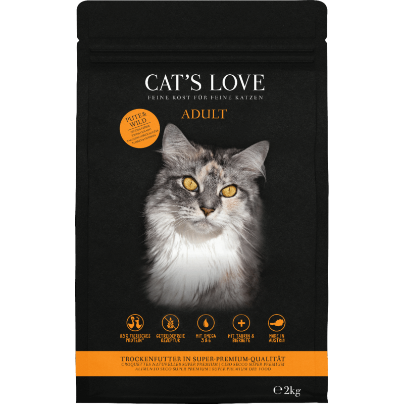 Cat's Love Katzen Trockenfutter ADULT PUTE & WILD - 2 kg