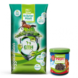 Eggersmann EMH Kräuter Müsli + Profi Bronchial Pellets Müsli und Spezielfutter für Pferde mit Atemwegserkrankun