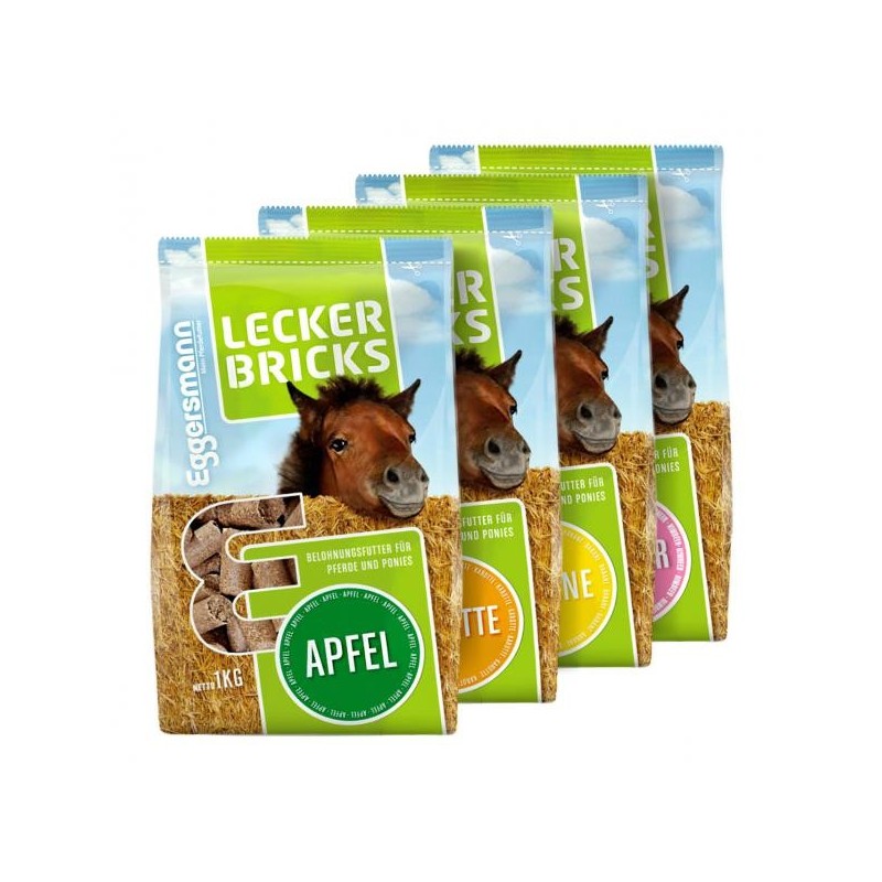 Eggersmann Lecker Bricks 4er Set - Karotte, Apfel, Banane, Himbeer Belohnungsfutter