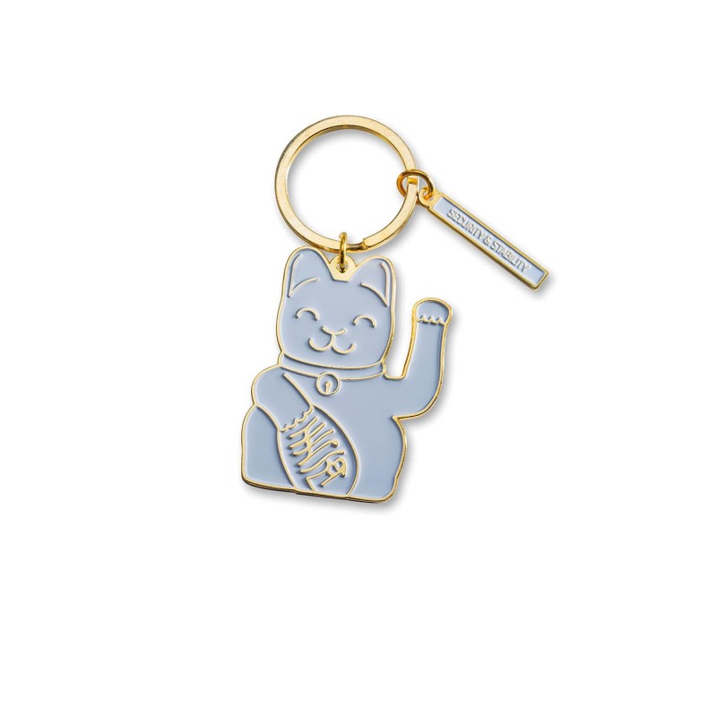 Lucky Cat Keyring Grey