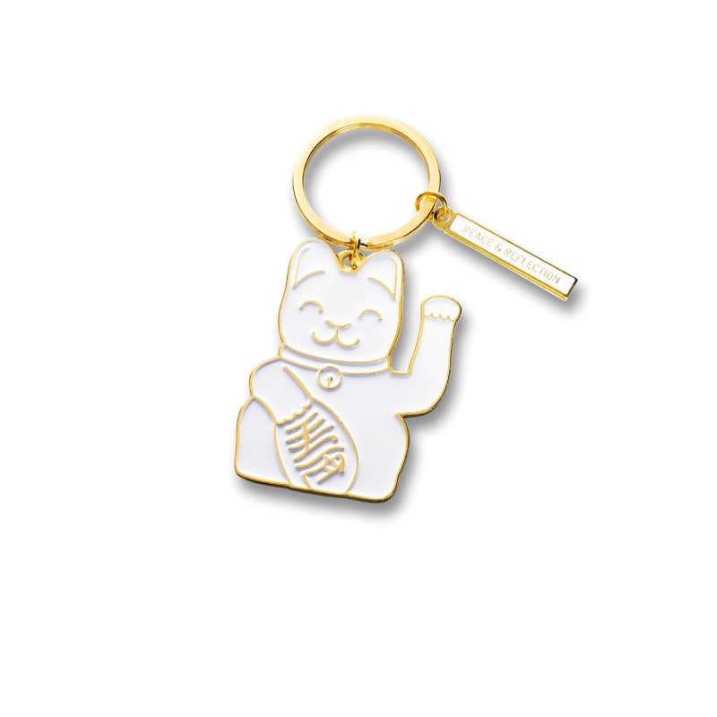 Lucky Cat Keyring White