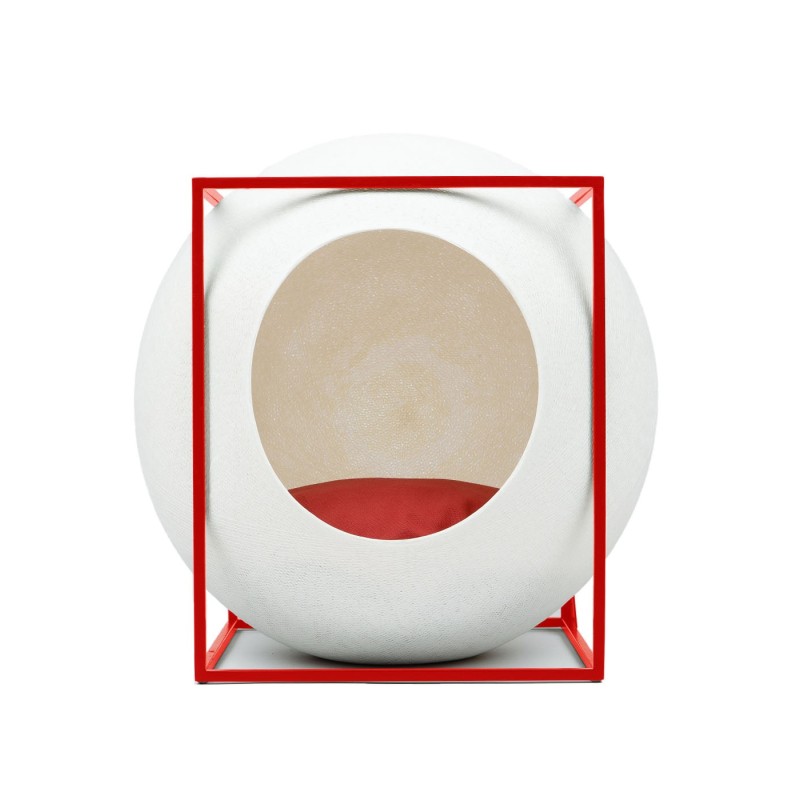 The Cube Cat Cave Ivory/Red