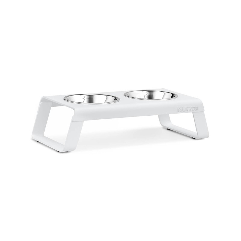 MiaCara Desco Cat Feeder Alu with Stainless Steel Bowls White