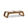 MiaCara Desco Cat Feeder Wood with Stainless Steel Bowls Walnut