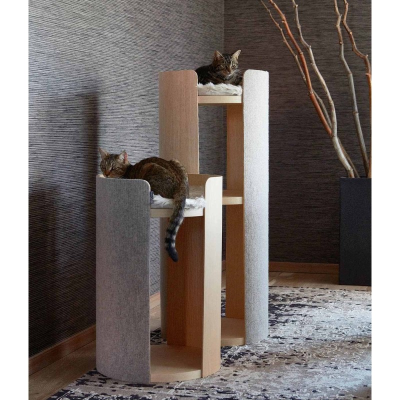 MiaCara Torre Scratching Post – Size M Ash Natural/Felt Beige