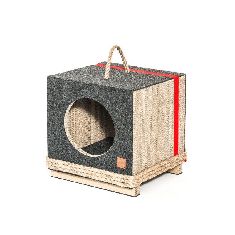 TULA Cat House Round With Rope Dark Grey