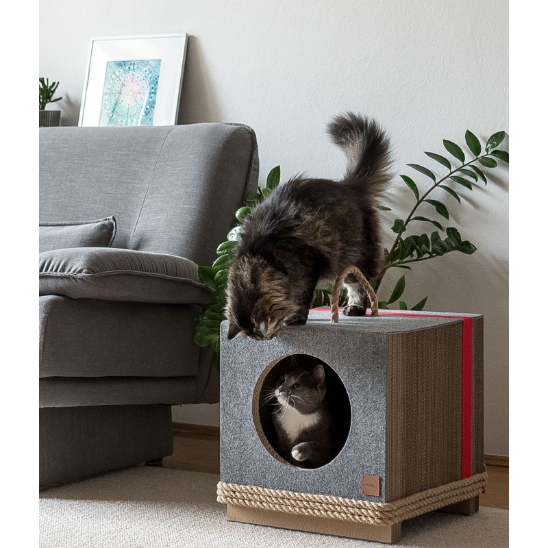 TULA Cat House Round With Rope Grey