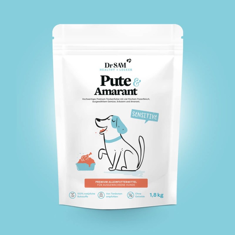 Premium Trockenfutter Pute & Amarant für Hunde - 1,8 kg