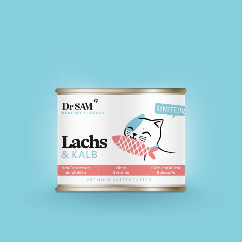 Premium Nassfutter Lachs & Kalb für Katzen, 200g