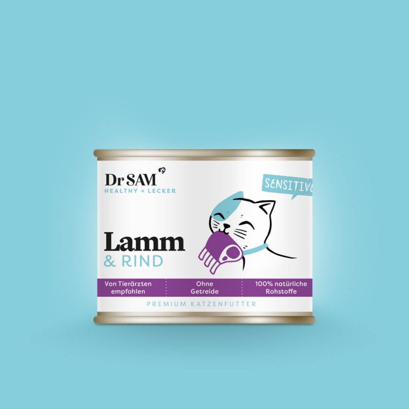 Premium Nassfutter Lamm & Rind für Katzen, 200g