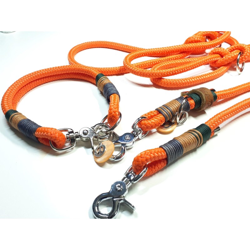 Halsband Set HAPPY in orange | Beschläge: Zinkdruckguss | Auswahl: Halsband