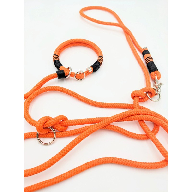 Retrieverleine NIMA Moxonleine orange | Beschläge: Roségold | Taustärke: 10mm | Farbe: Neonorange