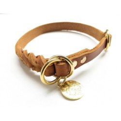 Zugstophalsband Hope aus Fettleder cognac | Beschläge: Messing | Halsbandbreite: 16mm