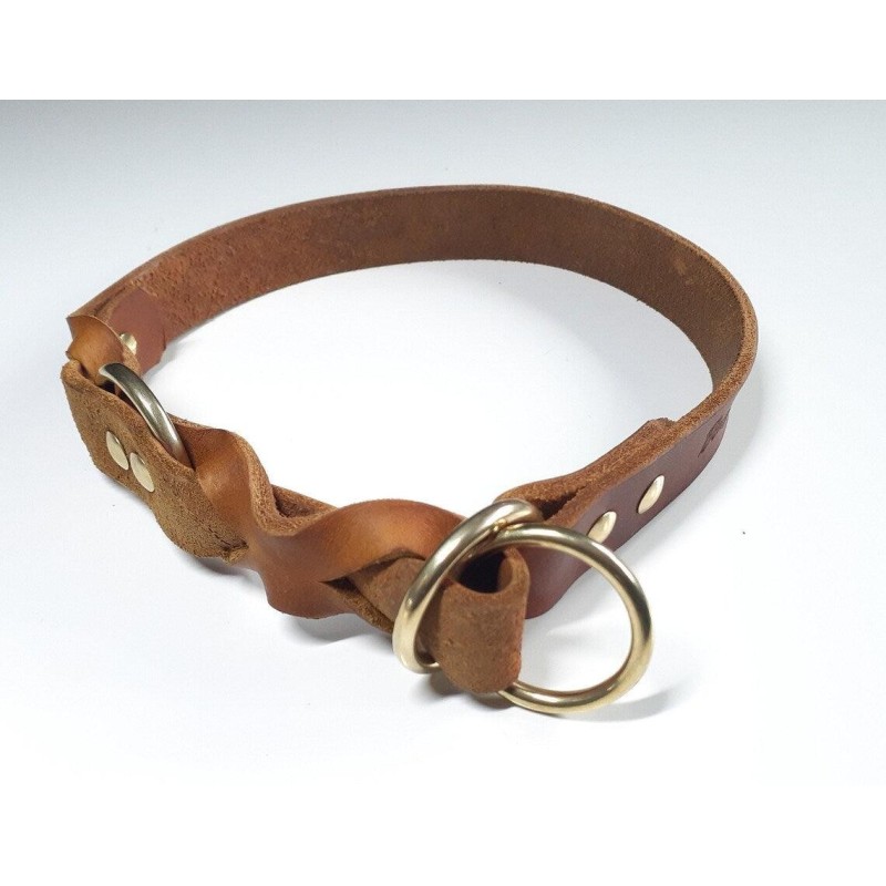 Zugstophalsband Xenia aus Fettleder cognac | Beschläge: Zinkdruckguss | Halsbandbreite: 20mm