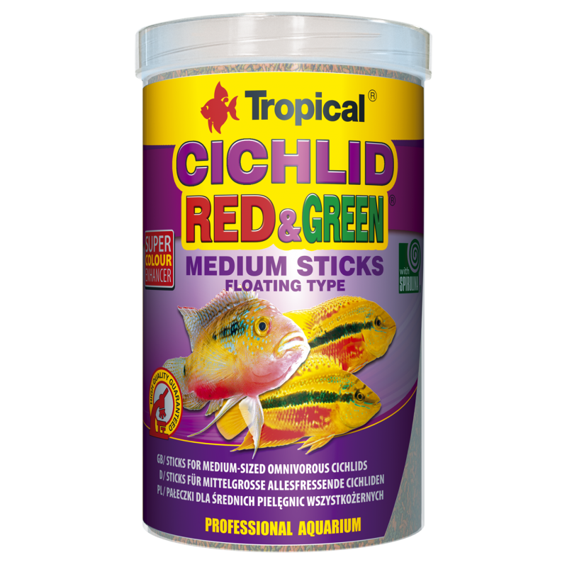 Tropical Cichlid Red & Green Medium Sticks, 1000 ml