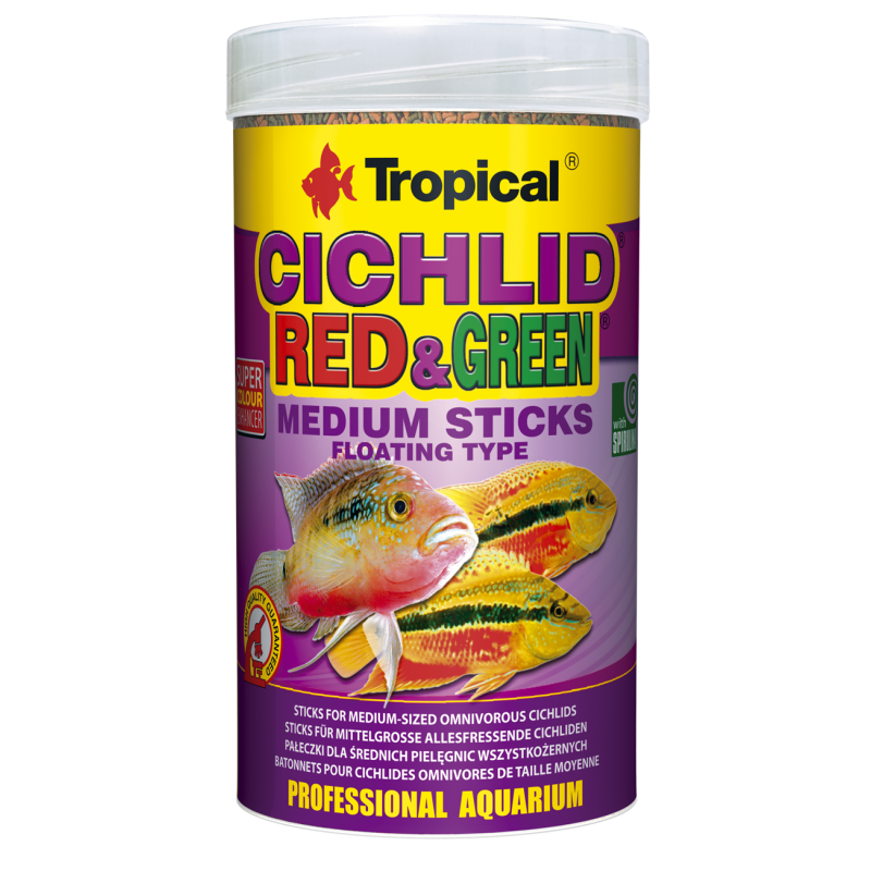 Tropical Cichlid Red & Green Medium Sticks, 250 ml