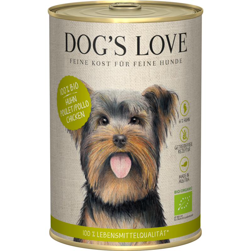 Dog's Love Hunde Nassfutter BIO HUHN  - 400 g