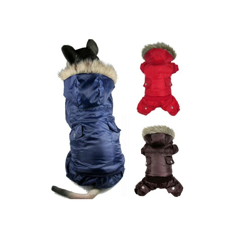 Welpen Hund Katze Winter warme Patches Kapuze Button-Down-Jacke Mantel Haustier Kleidung