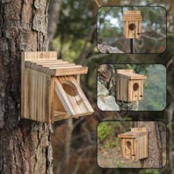 Bird Nest Box Waterproof Wooden Bird Nest Chickadee Nesting Box Bird House Outdoor Bluebird Box for Wrens Swallows Finches