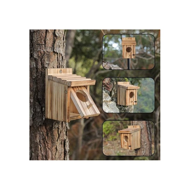 Bird Nest Box Waterproof Wooden Bird Nest Chickadee Nesting Box Bird House Outdoor Bluebird Box for Wrens Swallows Finches