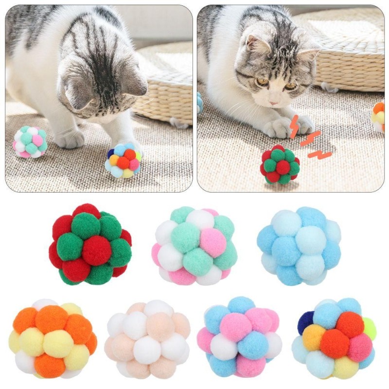 Bunte Planet Ball interaktive handgemachte Hüpfball Haustier Katze Spielzeug Kätzchen Spielzeug Plüsch Glocke Ball